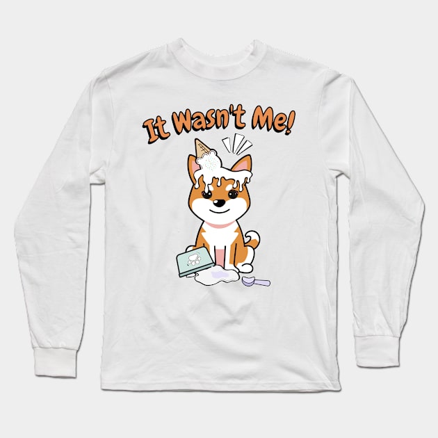 It wasnt me - orange dog Long Sleeve T-Shirt by Pet Station